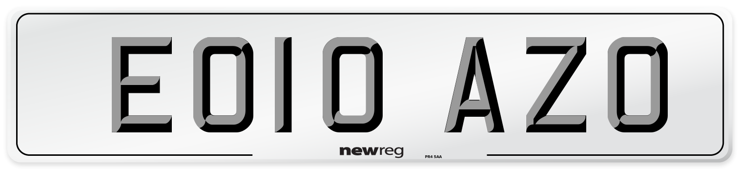 EO10 AZO Number Plate from New Reg